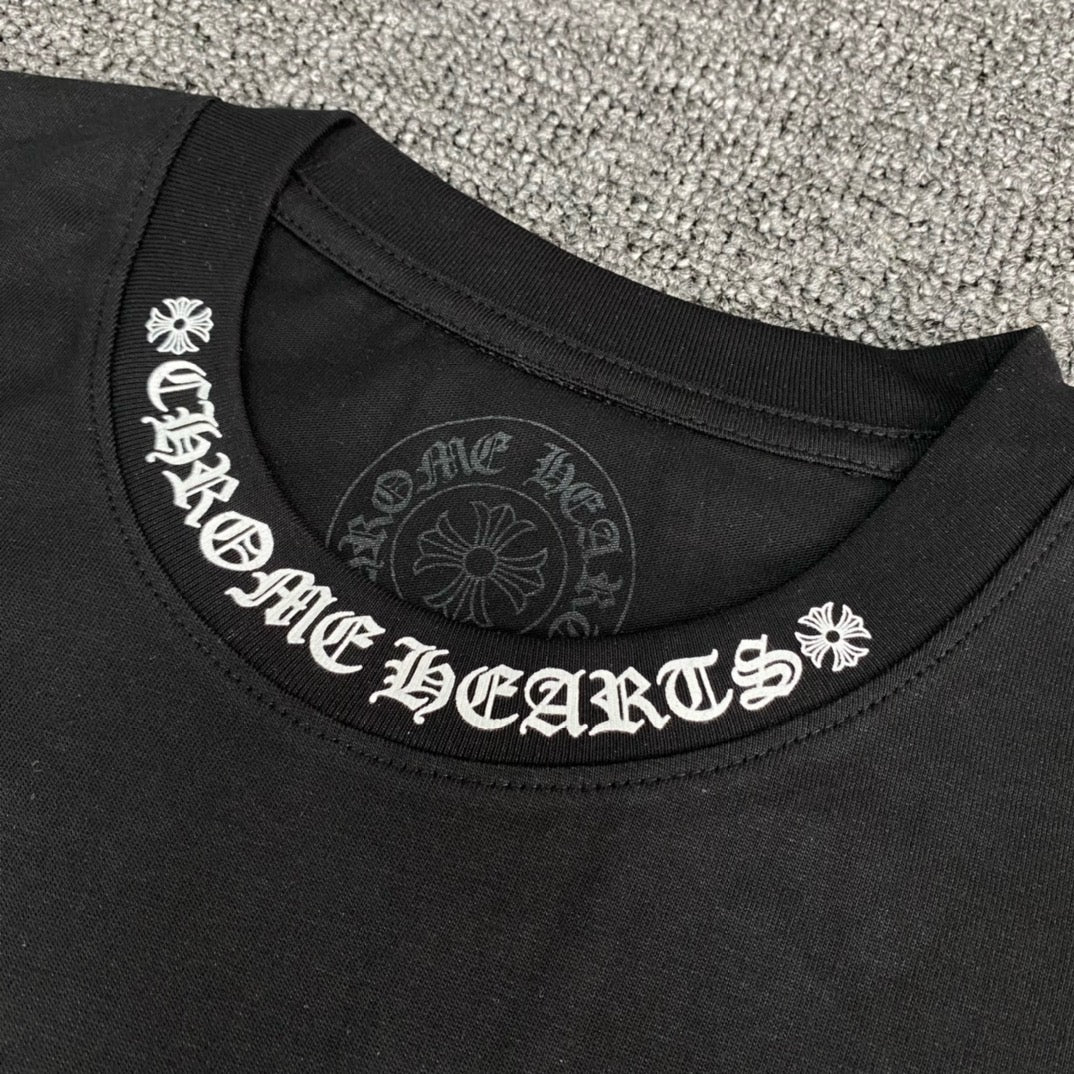 T shirt manche courte Chrome Hearts Neck Logo Blanc noir / Noir blanc