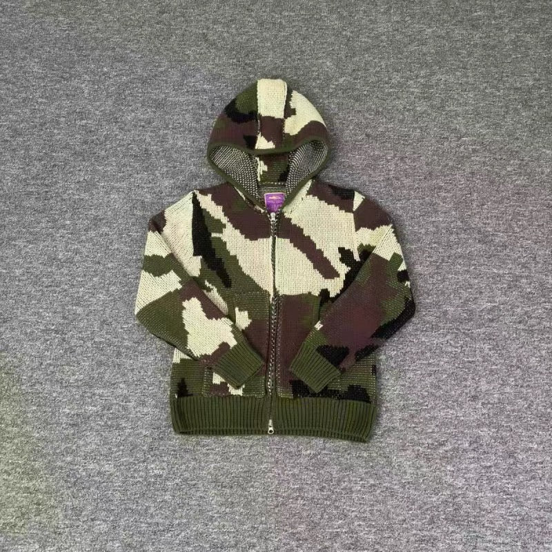 Corteiz Alcatraz Heavy Knit Zip Hoodie Camo