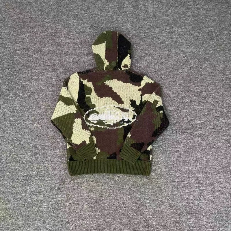 Corteiz Alcatraz Heavy Knit Zip Hoodie Camo