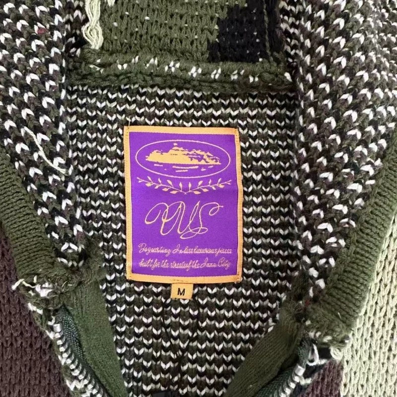 Corteiz Alcatraz Heavy Knit Zip Hoodie Camo