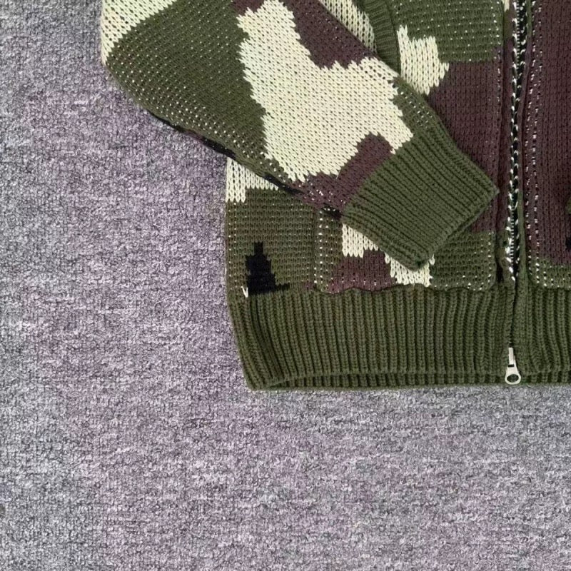 Corteiz Alcatraz Heavy Knit Zip Hoodie Camo