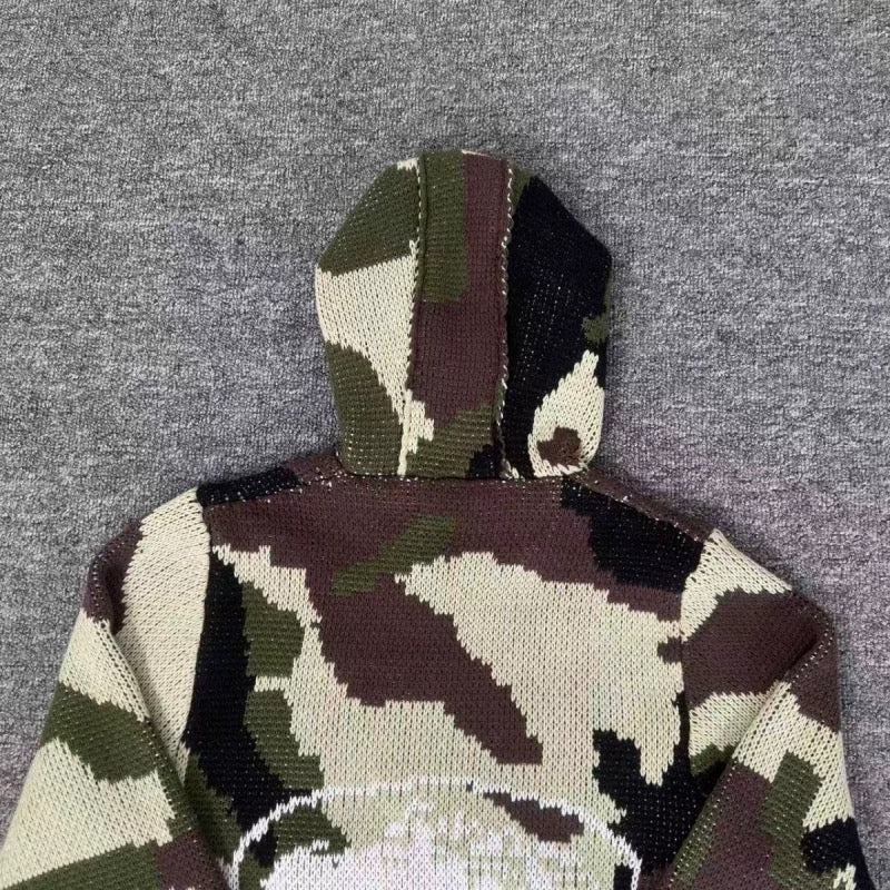 Corteiz Alcatraz Heavy Knit Zip Hoodie Camo