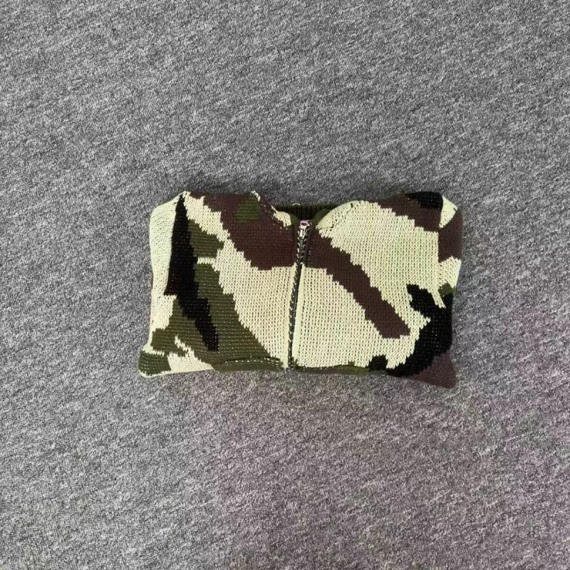 Corteiz Alcatraz Heavy Knit Zip Hoodie Camo