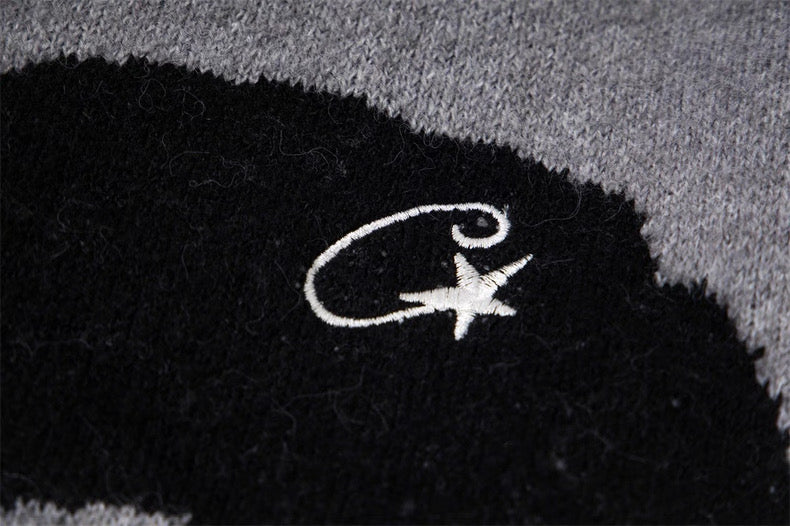 Corteiz Soprano Knit Polo Black Grey Alcatraz