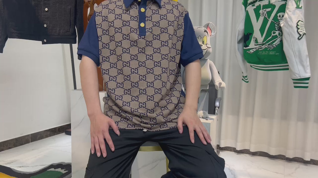 Polo en coton et soie GG maxi