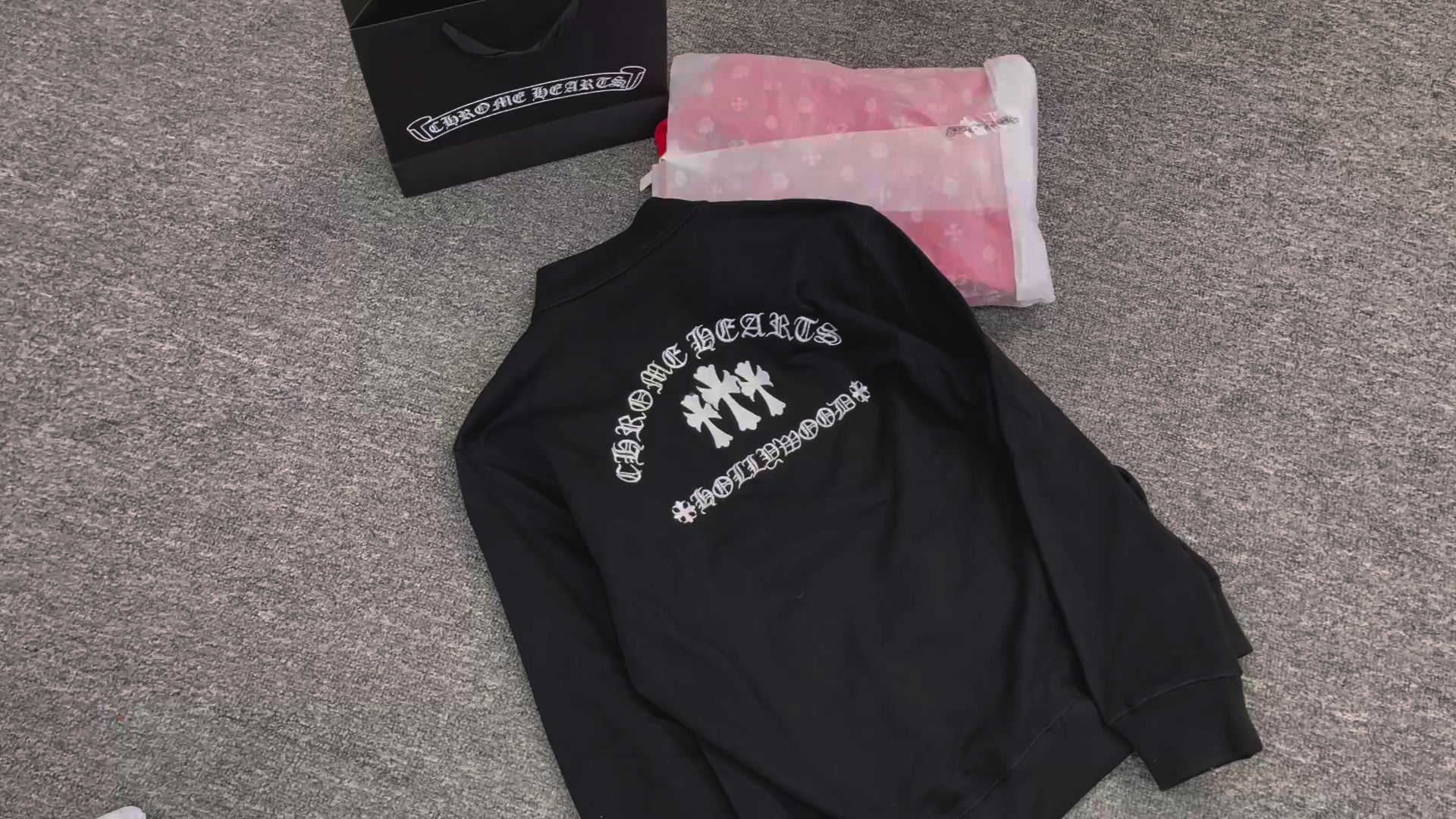 Chrome Hearts Triple Cross Script Logo Half-Zip Sweatshirt - Black