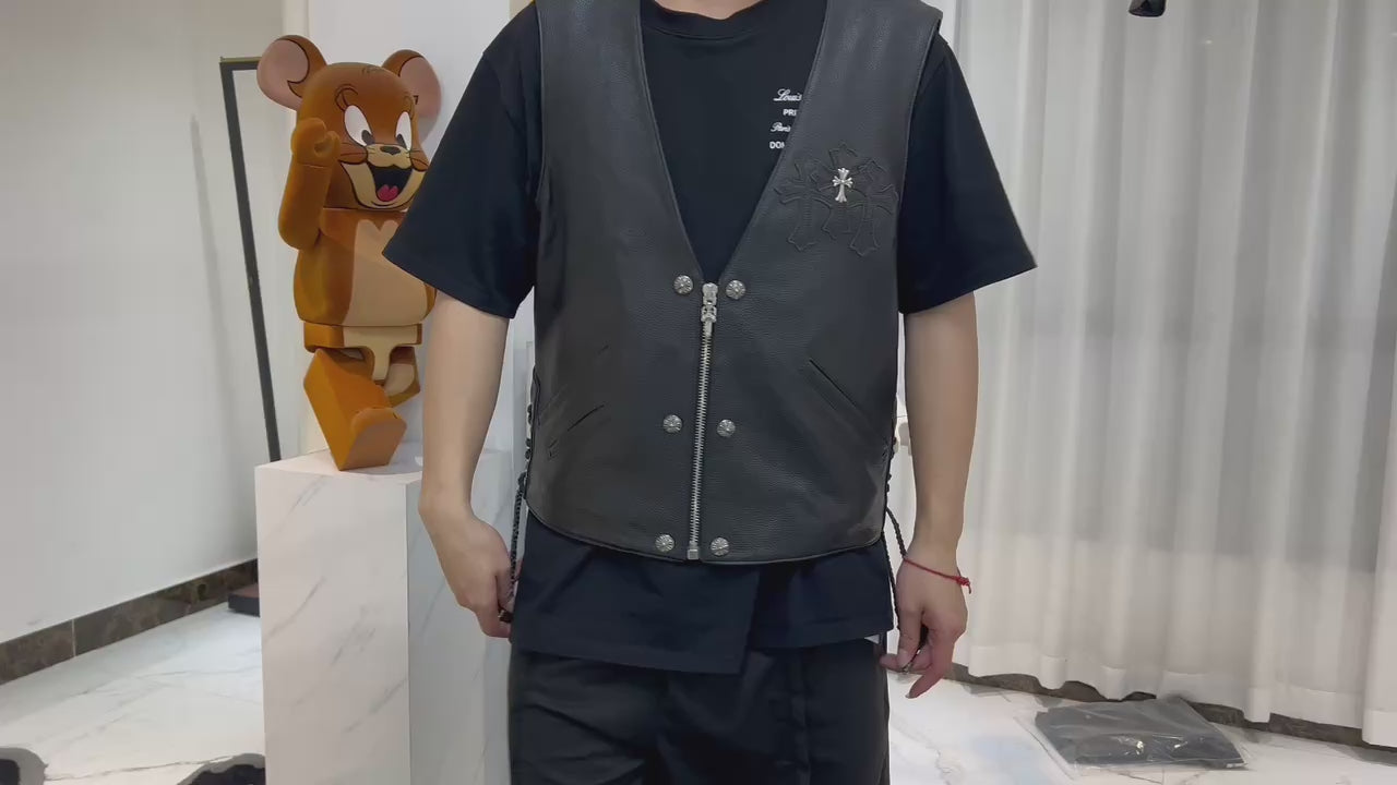Chrome hearts - Veste en cuir manche courte