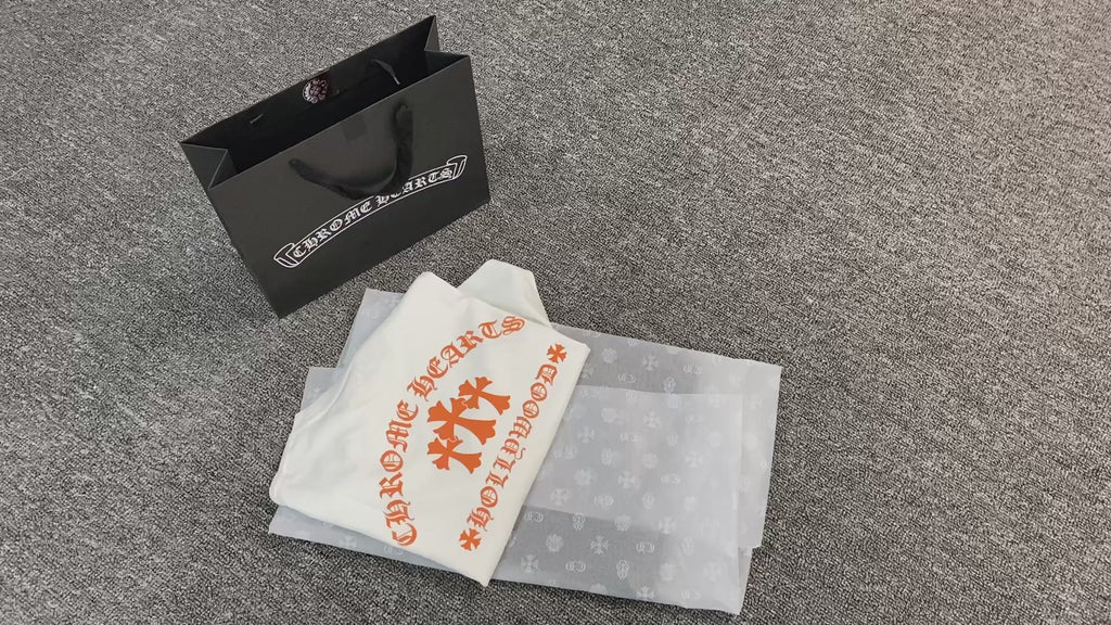 T shirt Chrome Hearts Made in Hollywood Plus Cross S/S T-shirt White/Orange