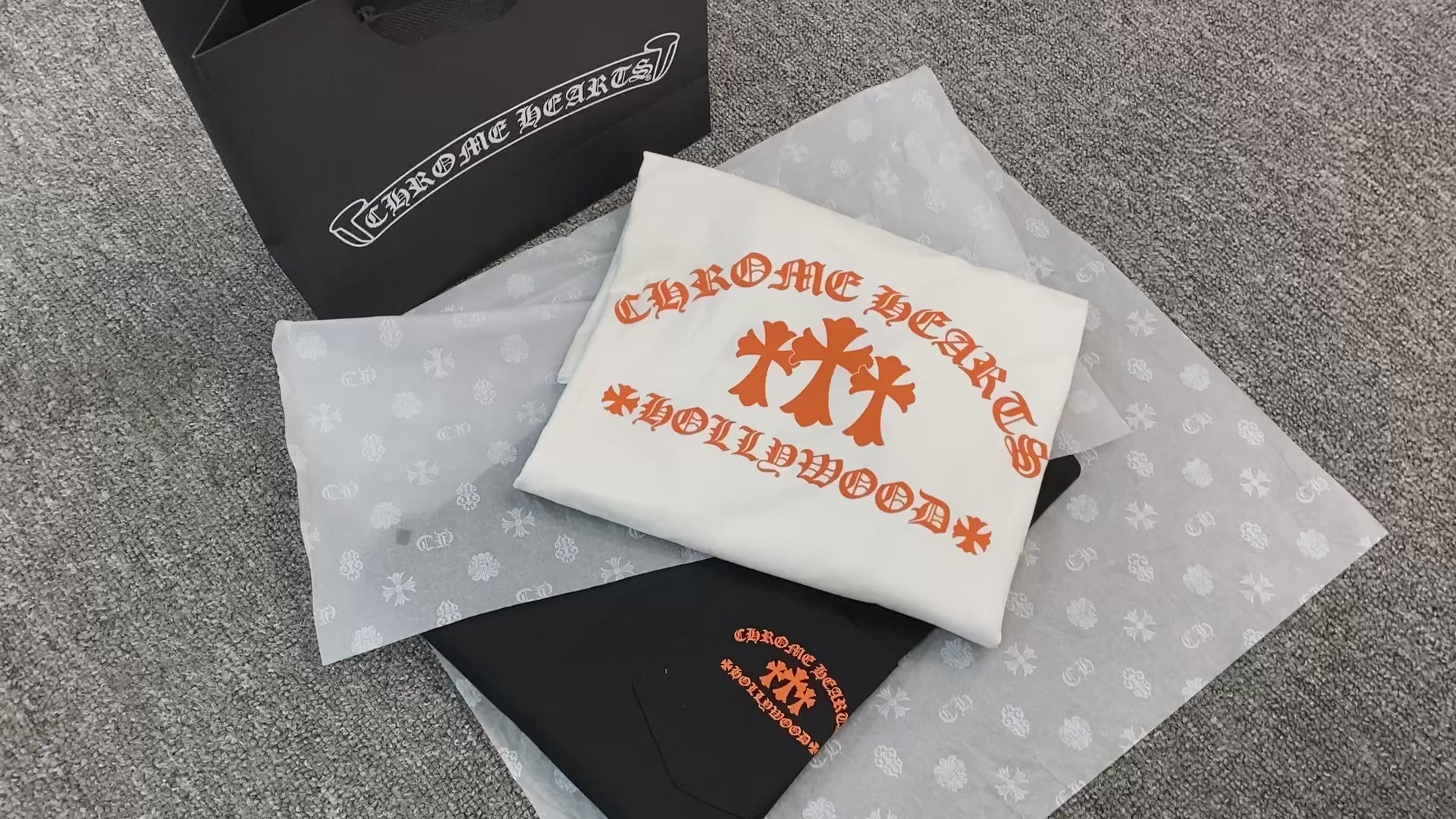 Chrome Hearts Made in Hollywood Plus Cross L/S T-shirt White/Orange