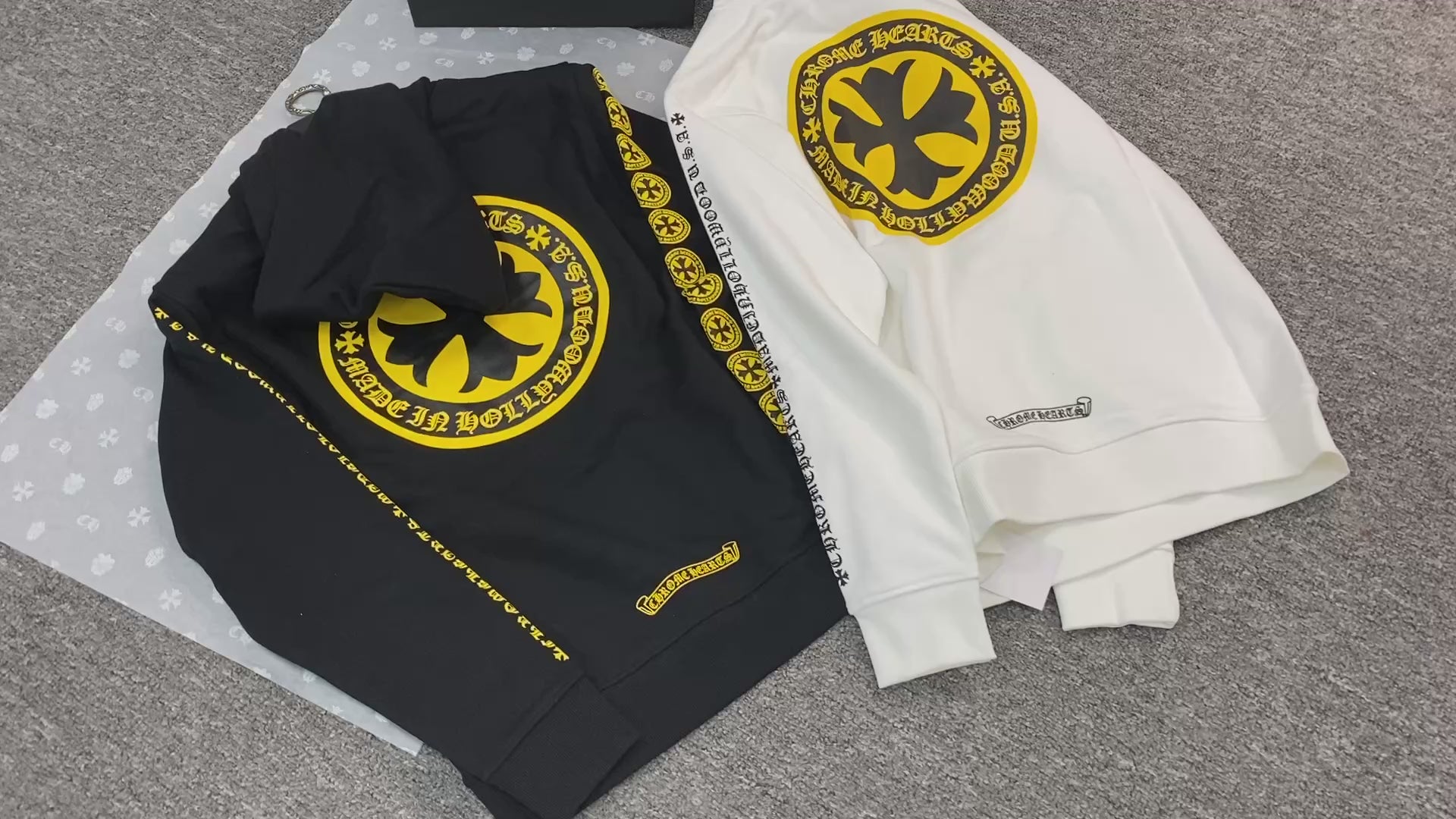 Chrome Hearts Plus Logo Pullover Hoodie - Black/Yellow  White/Yellow