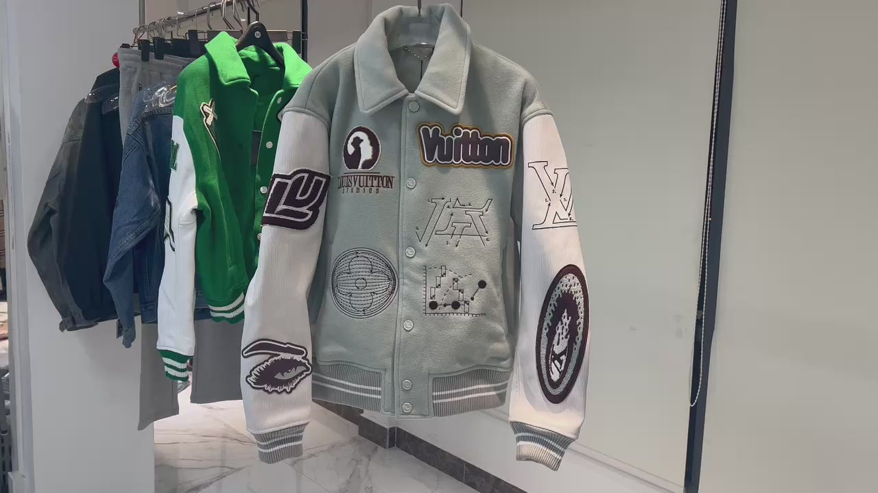 Blouson varsity en cuir