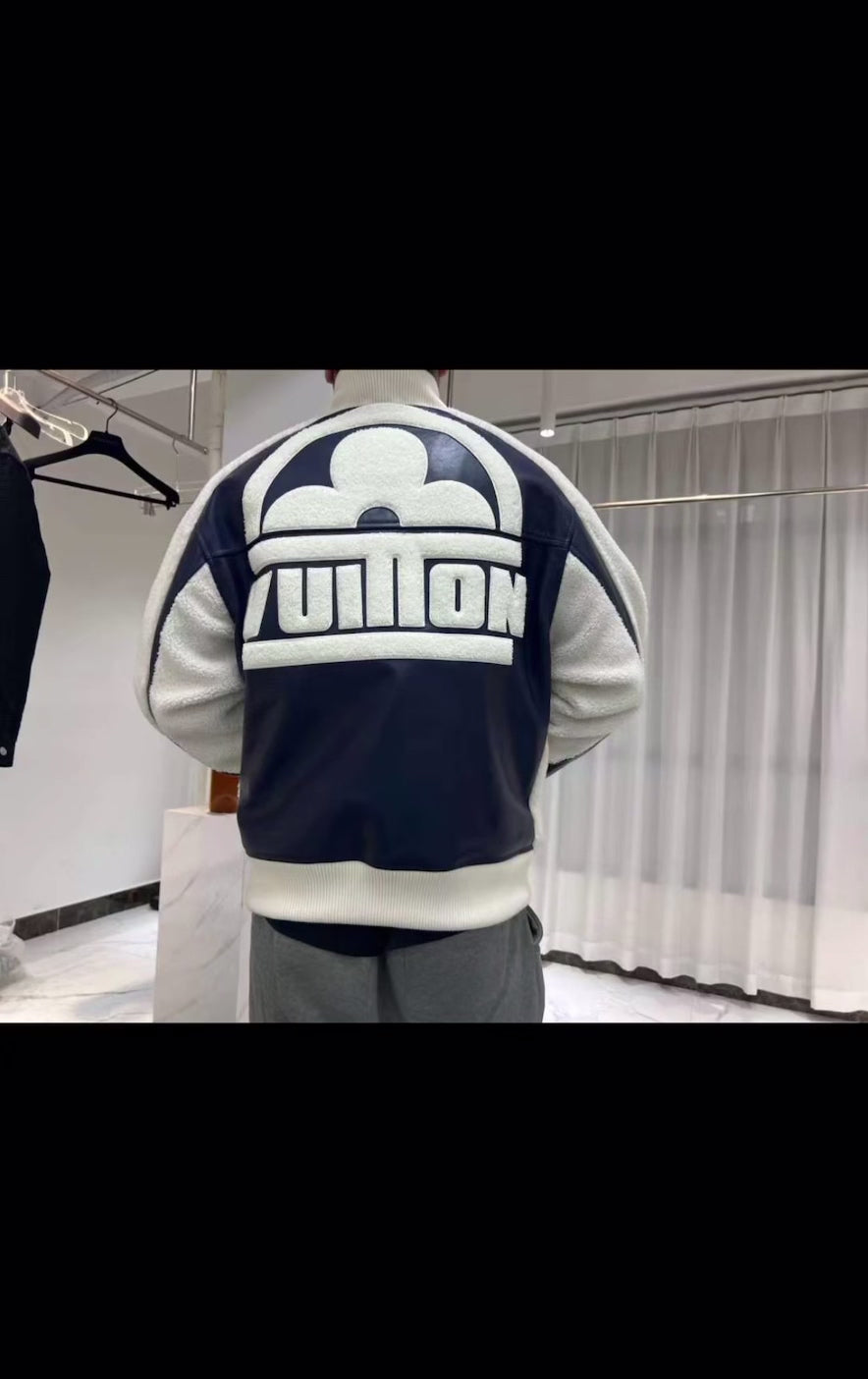 Blouson teddy Vuitton Flower en cuir et laine