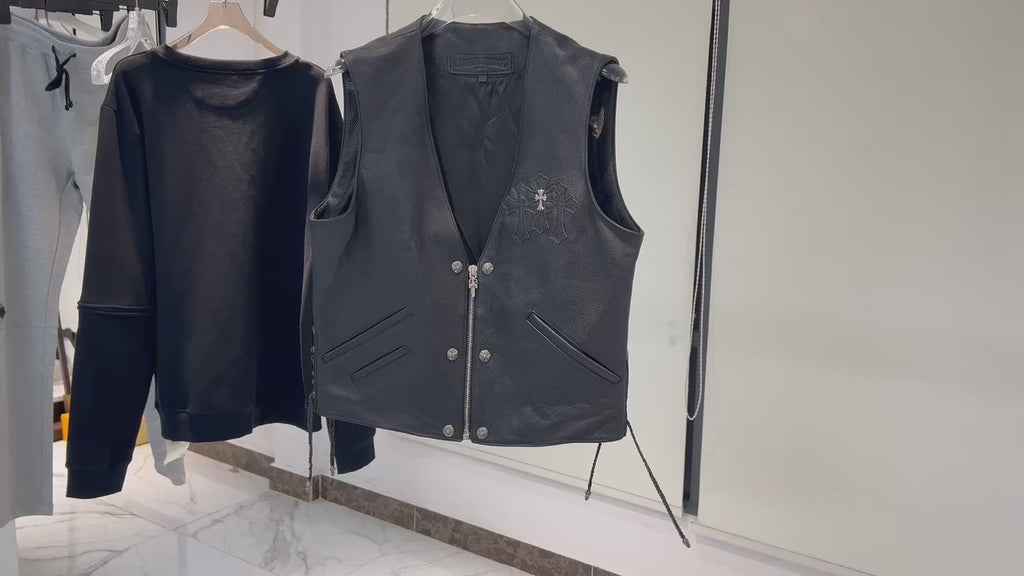 Chrome hearts - Veste en cuir manche courte