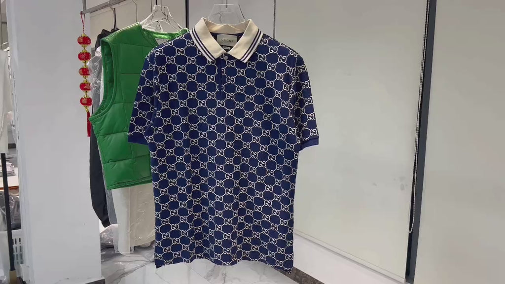 Polo en coton stretch motif GG