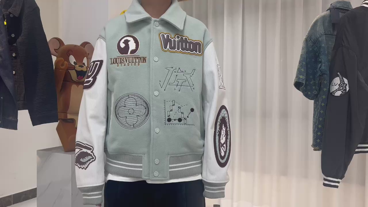 Blouson varsity en cuir